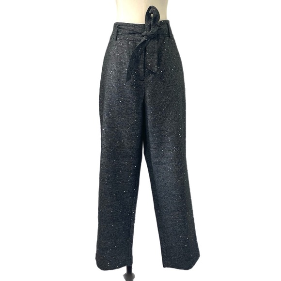 LOFT Pants - Loft NWT Tie Waist Taper Pants in Sequin Houndstooth size 14